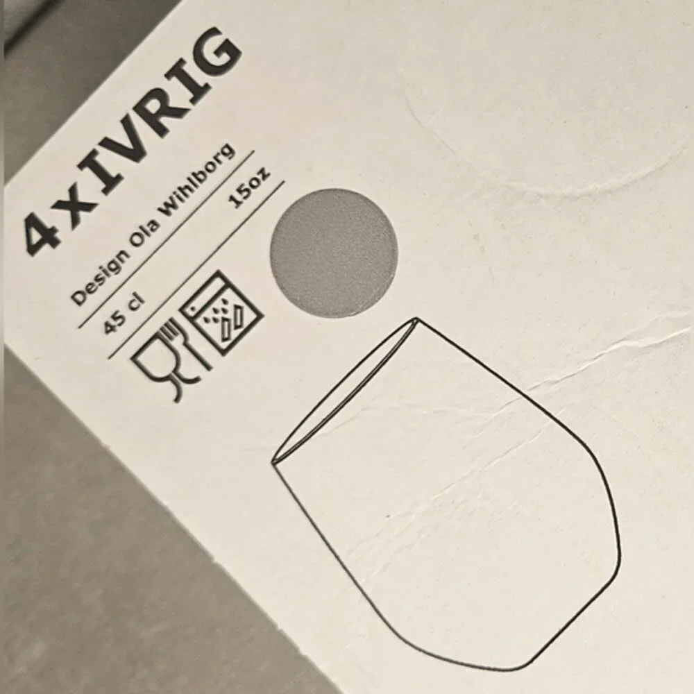 IKEA Ivrig Set of 4 Gray Stemless Glasses - New Old Stock. CIB